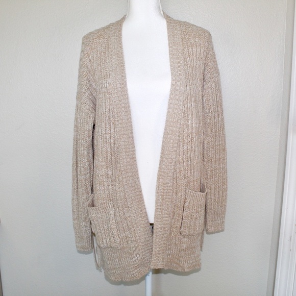 ⛄️Poof! Woman’s Oversized Tan Knitted Style Open front Cardigan - Size Small - Picture 1 of 9